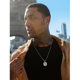 U7 Stainless Steel Saint Michael Necklace Men Women Protection Jewelry Archangel Pendant St. Michael Medal with Chain 22 Inch