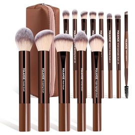 MAANGE Juego de 13 brochas de maquillaje profesionales para maquillaje, correctores de polvo sintético de primera calidad, brochas de viaje con estuch