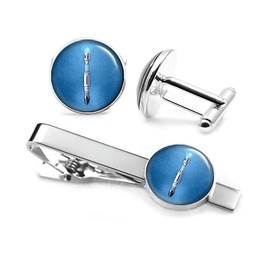 SharedImagination Sonic Screwdriver Tie Clip, Doctor Who Cufflinks, Tardis Tie Tack, Dr Who Tardis Cuff Links Tack, Time Lord Jewelry, Gallifrey