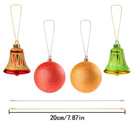 HAIKING Christmas Ornament Hanger String, 200 Pcs Gold and Silver Precut Ribbon Hook with Snap Fastener for Christmas Tree Hanging Decorations, Party Supplies (7.87 in)