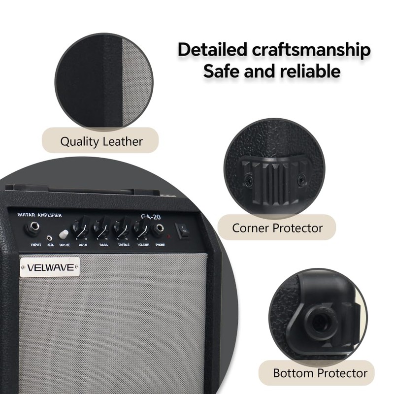 Electric Guitar Amplifier 20W Black Portable Smart amp 6.5'' Speaker