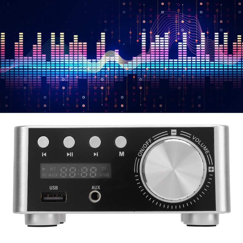 Bluetooth Amplifier Silver Mini Bluetooth 5.0 Digital Amplifier HiFi Stereo