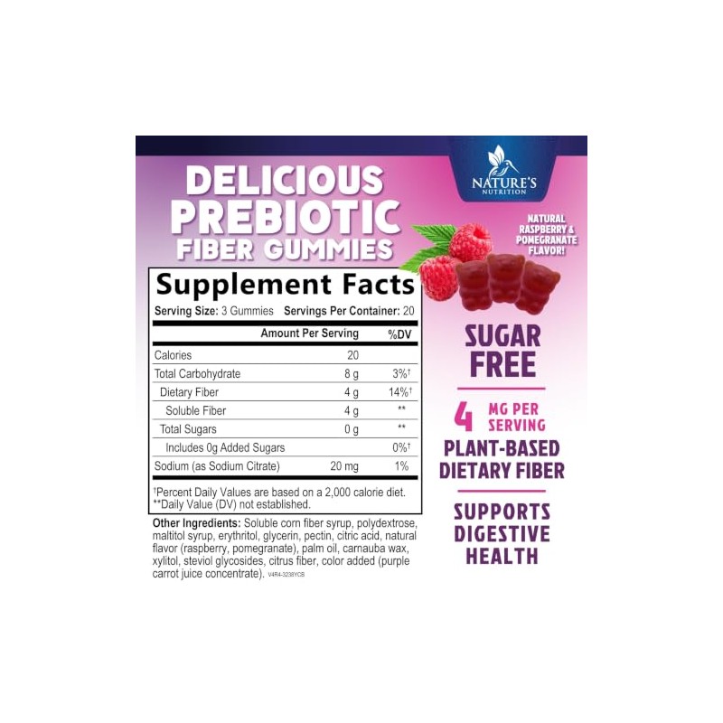 Fiber Gummies – Sugar Free Prebiotic Plant-Based Fiber 4g per