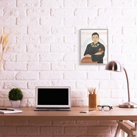 Stupell Industries Judge Ginsburg with Gavel Over Abstract Pattern, Designed by Ziwei Li Grey Framed Wall Art, 16 x 20, Multi-Color