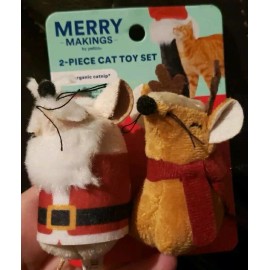 Petco Merry Makings PETCO 2 Piece Cat Toy Mice Set W/Catnip SANTA/REINDEER