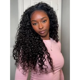 Ashart Water Wave Half Wig Human Hair 18 Inch 3-in-1 Glueless Flip Over Headband Wig for Black Women, 180% Density Wear and Go Wig with Elastic Drawstring, Beginner Friendly, No Leave Out