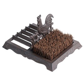 FARM IN Farmhouse Shoe Brush Scraper Outdoor Rustic Heavy Duty Cast Iron Boot Scraper with Brush for Home Porch Garden with Barn Rooster Design