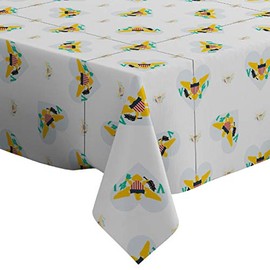 Q-Beans Rectangle Decorative Tablecloth [Size: 52 x 70 inch], Washable and Reusable Table Cloth Cover for Indoor and Outdoor (Virgin Islands Us Flag Heart)