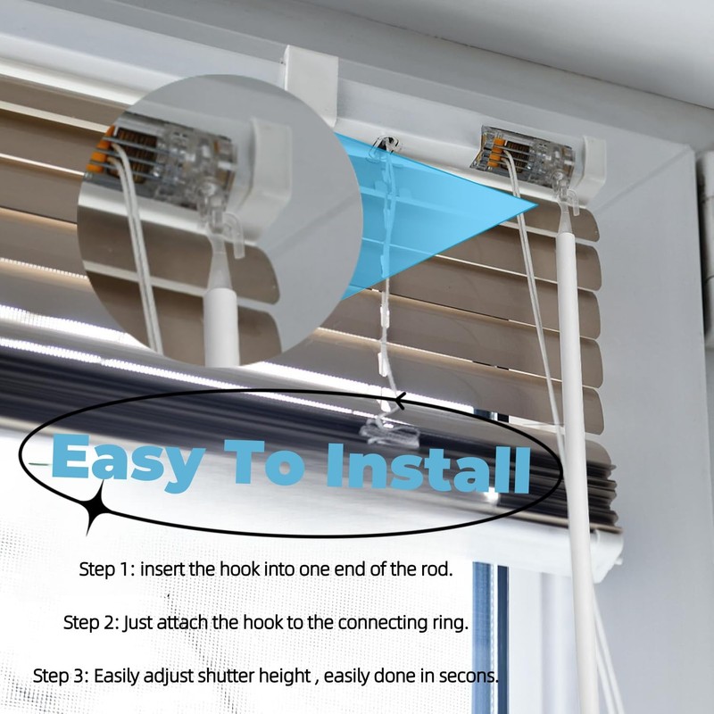 24 Inch Horizontal Window Blind Wand Replacement with Hook Plastic