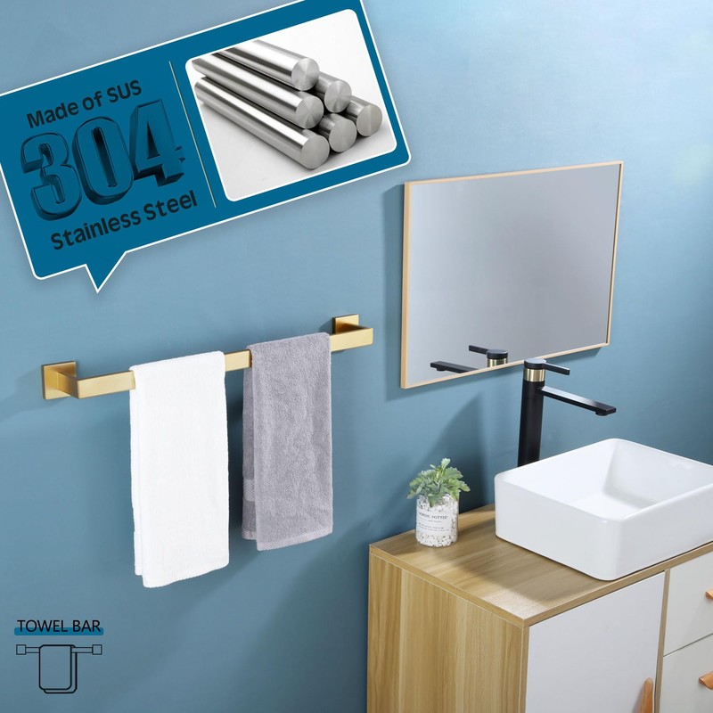 KOKOSIRI 24-Inch Single Towel Bar, Bathroom Kitchen Towel Holder, Wall