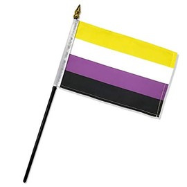 Ant Enterprise Nonbinary Miniature Desk Flag Includes 1 Polyester Small Mini Stick Flag (4"x6" Polyester Flag) (No Base)