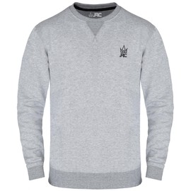 JRC Mens Fleece Crewneck Sweatshirts & Pullovers, Round Neck Long Sleeve Jumper, Sweater for Sports & Workwear (Grey Melange, L)