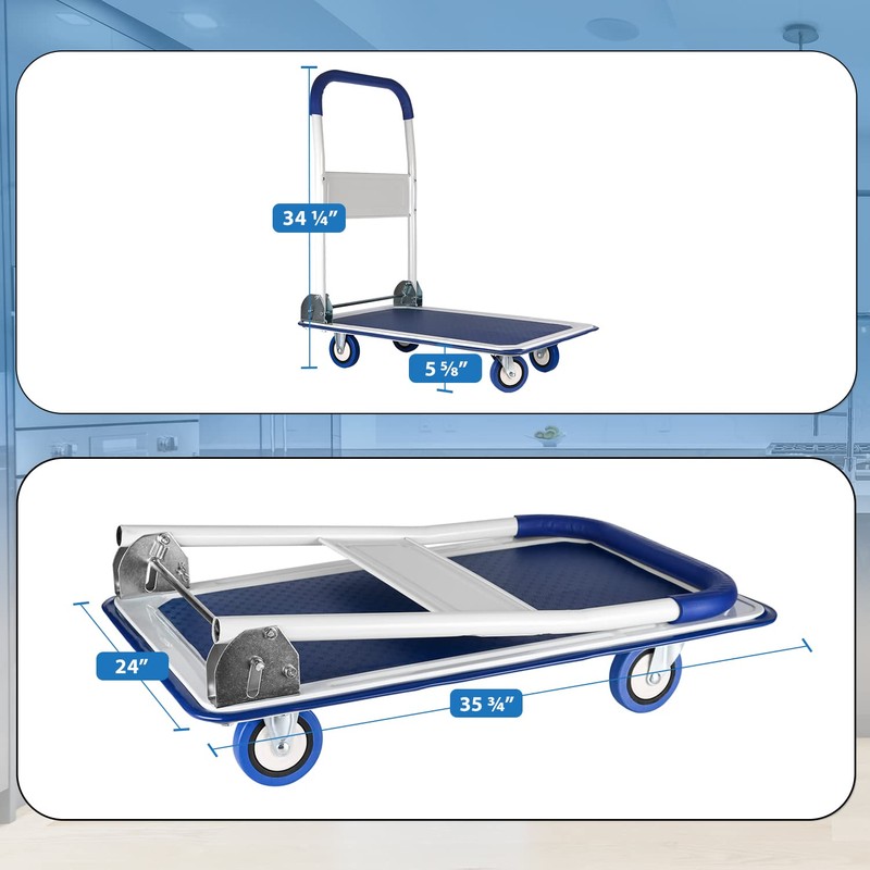 Upgraded Lifetime Home Extra Large Foldable Push Cart Dolly |