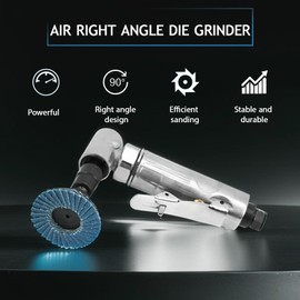 Right Angle Disk Air Sander,AG‑315BS Air Angle Die Grinder,1/4" 90° Bend Angle Pneumatic Grinding Polishing Tool with Emery Disk,Air Sanders for Auto Body Work, Grinding, Polishing, Deburring