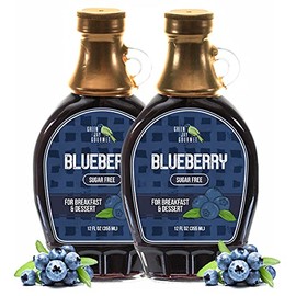 Green Jay Gourmet Sugar Free Blueberry Syrup - No Sugar Premium Breakfast Syrup with Fresh Blueberries & Lemon Juice - All-Natural, Non-GMO Pancake Syrup, Waffle Syrup & Dessert Syrup - 2 x 12 Ounces