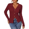 ZAFUL Women Long Sleeve Polo Sweater V Neck Button Down
