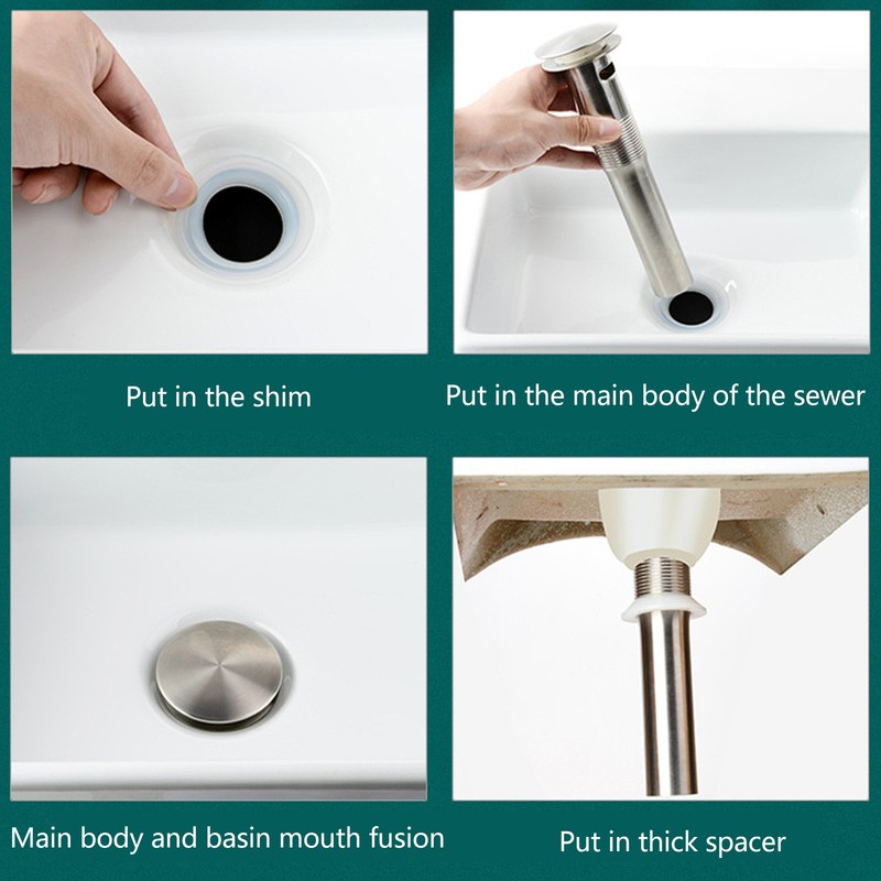 Bathroom Basin Sink Drain Brass Stainless Steel Pop Up Draining