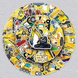 100 Pcs Cartoon Vehicle Stickers for Kids Teens Adults Boys,Laptop,Skateboard,Luggage,Car,Bike,Cup,Computer,Water Bottle Stickers Pack Decor,Engineering Vehicle Vinyl Waterproof Sticker Decal