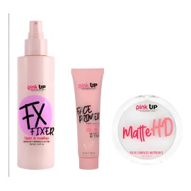 Primer Fijador + Polvo + Traslucido Pink Up Kit Maquillaje