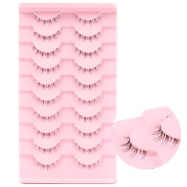 Ahrikiss Bottom Lashes Under Eye Lash Lower Strip Eyelashes Clear Band Bottom Eyelashes Wispy False Mink Lashes Lower Lashes Extension 10Pairs Invisible pestaña postiza(TB11)