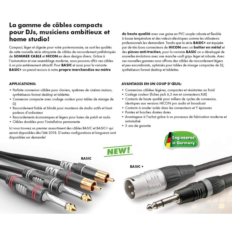 Hicon Sommer Cable HBA-6A-0090 Jack Audio Connection Cable [1x Jack