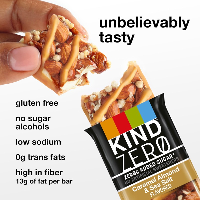 KIND ZERO Added Sugar Bars, Variety Pack, Dark Chocolate Nuts