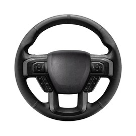 Belinous Leather Steering Wheel Cover Lace Up, Compatible with Ford (Black)