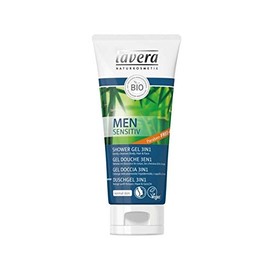 lavera Shower Gel 3in1 Men Sensitive - for skin hair & face - refreshing & invigorating - organic bamboo & guarana - natural cosmetics - vegan - for all skin types - unscented - organic (1 x 200 ml)
