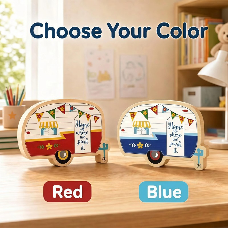 Unique RV Piggy Bank for Kids, Boys and Girls, Wooden