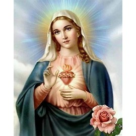 Muyankissu 5D Diamond Art Kits Religious Full Drill Round Beads Diamond Art Virgin Mary Goddess Gems Stone Cross Stitch DIY Diamond Art by Number Kits Wall Decoration 12x16inch …