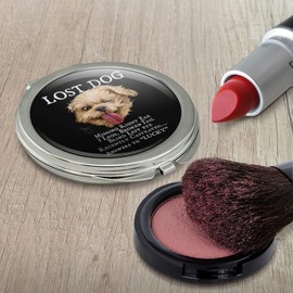 Lost Dog Missing Broken Blind Answers to Lucky Humor Funny Compact Travel Purse Handbag Makeup Mirror