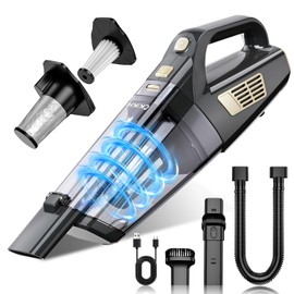CKIKH Handheld Vacuum Cordless, 15000PA Strong Suction Hand Held Car Vacuum Cleaner Portable with Multi-Nozzles & Washable Filter, Lightweight Rechargeable Vacuum Cleaner for Home, Car, Office, Pets