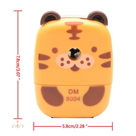 Pencil Sharpener Cute Metal Desktop Pencil Sharpener with Handle, Cartoon Animal Pencil Sharpeners for Kids, Student, Office, School (Tiger, 1 Pack)