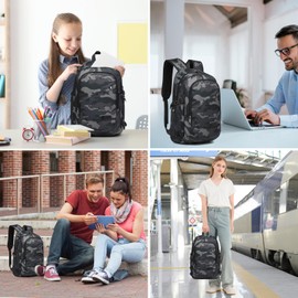 Kono Travel Laptop Backpacks College Backpack for School Anti-Theft 15.6 inch Laptop Rucksack with USB Charging Port Lightweight Laptop Computer Business Work Bag for Men and Women (Camouflage)