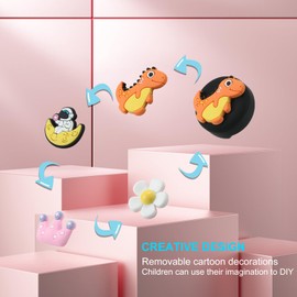 [2-Pack] Shoe Holder Compatible with Waterproof Design, Cute Cartoon Tag Holder Hidden Silicone Case for Kids Shoelaces & Straps (Shark+Dinosaurs)