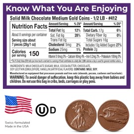 Madelaine Gold Chocolate Coins Easter Candy - About 48 Individually Wrapped Chocolate Gold Coins Easter Basket Stuffers and Decorations - Chocolate Candy Party Favors - 8 oz