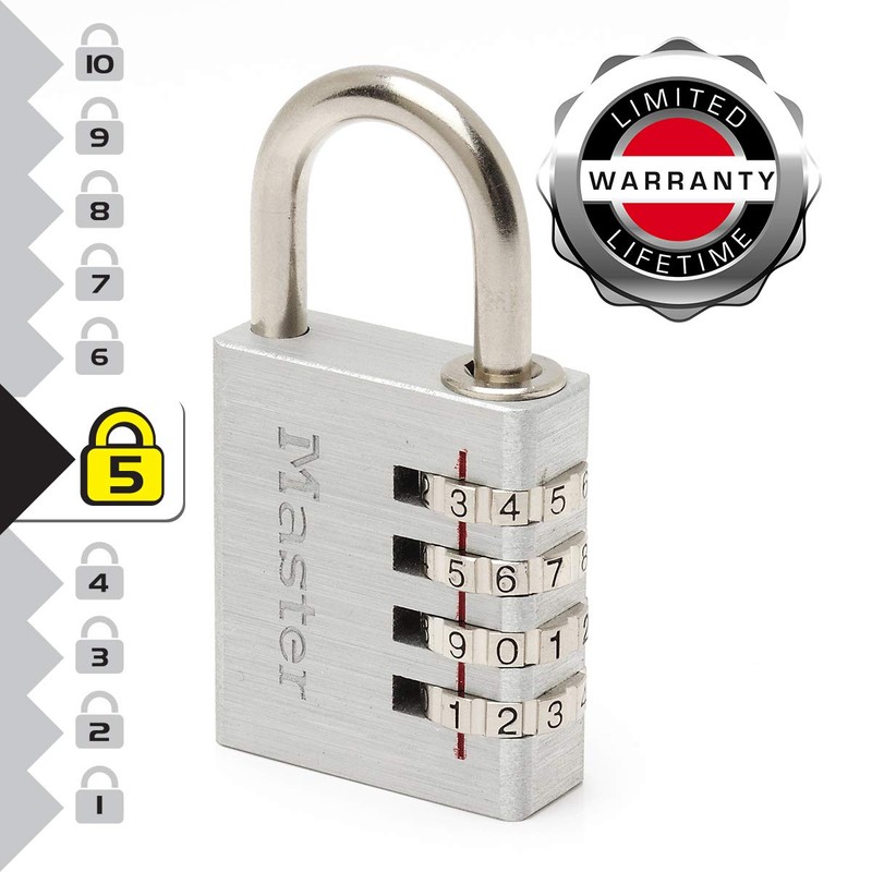 Master Lock 7640EURD Combination Padlock in Aluminium, Grey, 4 x