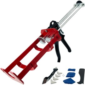 KARBXON KBX68 Dual component adhesive epoxy dispenser 600ml / 400ml accepts 1:1 & 2:1 mix ratio cartridges 26:1 thrust ratio professional heavy duty dripless applicator and (9) Piece Tool Kit