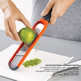 Multifunctional Grater, Handheld Vegetable Slicer Lemon Zester Cheese Grater Citrus Zester Stainless Steel Blade Cutter Slicer Shredder for Ginger, Garlic, Spices, Fruits
