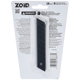 Zoid 18mm Snap Knife Black Blade Refill 5 Pack, Sharp Carbon Steel Snap Blades for at Home and Project Cutting, Blades for Box Cutter, Utility Knife Blades, Storage Case Included