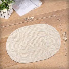 Noctiflorous Oval Braided Placemats 12x18 Inch Table Mats Set of 4 for Dining Tables Natural Woven Heat Resistant Place Mats (Oval Beige4)