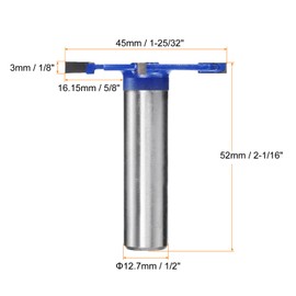 sourcing map T Slot Cutter Rabbet Router Bit 1/2" Shank 1-25/32" (45mm) x 1/8" (3mm) 4 Wing Carbide Slotting Cutter Rabbeting Slab Flattening Router Bits for Wood