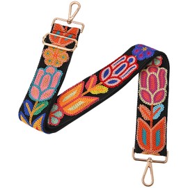 MIRIFRIGE Crochet Flower Purse Strap,Knit Wide Replacement Crossbody for Shoulder Strap for Bag Handbag Adjustable 2inch Guitar Strap (Small flower)