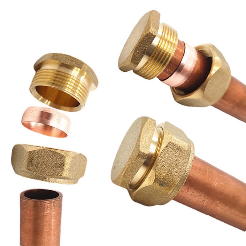 Brass Tube Compression Fitting, Compression Stop End Cap Copper Compression