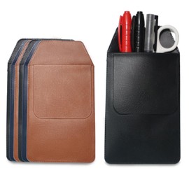 DJDIRY Pocket Protector, 6 Pieces Pocket Pen Holder Organizer Pouch for Shirts Lab Coats Pants Pen Sleeve MultiPurpose PVC Pen Pocket Holds Pens Pointers Pencils and Notes Card, (Black/Blue/Brown)