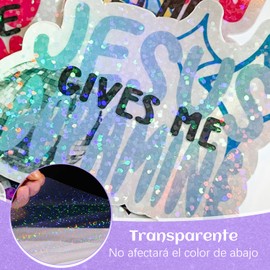 JYYBN Fotos Bling Bling Decoración, Transparente 60 Piezas Hojas para Laminado en Frio Glitter, Hoja para Laminar en Frio Autoadhesivo, 21×29.7cm, No Necesita Máquina