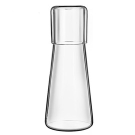 ZILJJ Clear Bedside Water Carafe Set with Tumbler Glass for Bedroom, Mouthwash Decanter for Bathroom, Night Water Carafe with Cup for Nightstand (30 oz/850ml)