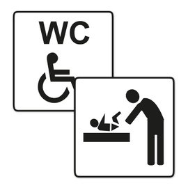 easydruck24de 2 x Disabled Toilet / Changing Room Stickers, Item hin_497 Wrap, Each 9 x 9 cm, Sticker Set for Disabled Toilet and Changing Room, Door Sticker, Toilet Sticker