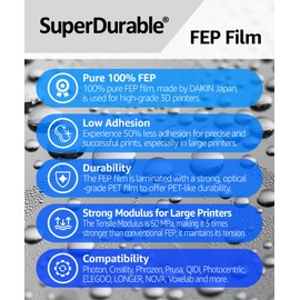 SuperDurable Strongest FEP Release Film 5 Pack (140mm x 200mm), x5 Harder, Made in Korea by 3DMaterials