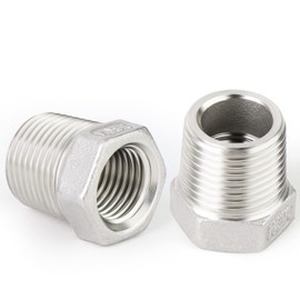 ERGAOBOY 2 Pcs Reducer Hex Bushing, 1/2" Male to 1/4" Female BSP, 304 Stainless Steel Reducing Pipe Adapter Fitting